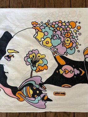 Vintage Peter Max Vintage Pillow Case 1960s